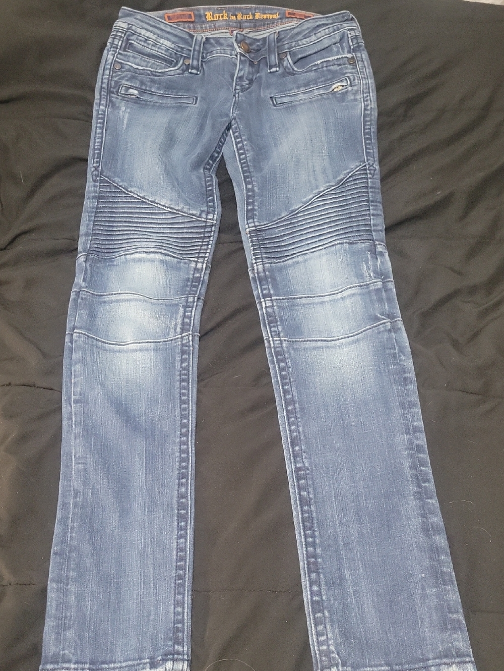 Rock Revival Size 27 "Sheryl Skinny" Moto Style Jeans